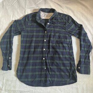 MUJI blue & green plaid long-sleeve button down size M - 100% cotton